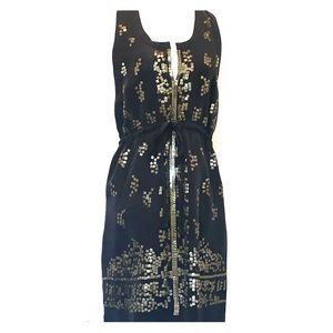 Madison Marcus black dress with gold sequins Small